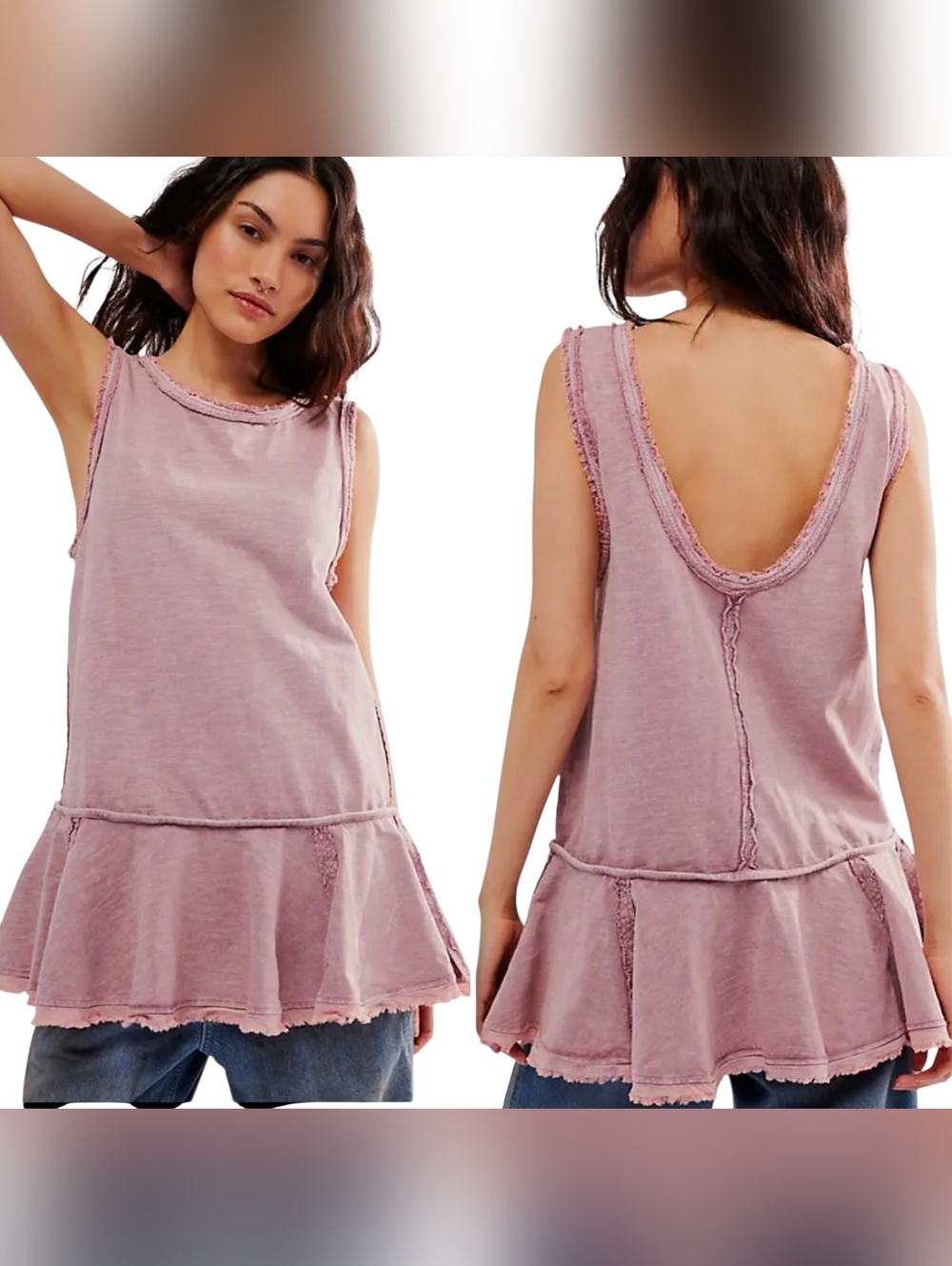 WE THE FREE lost Ties Tunic In Pale Mauve Size L